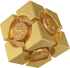 Un cube doré orné de signes de dollars, symbolisant la richesse et la prospérité.
