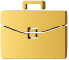Briefcase icon on black background.