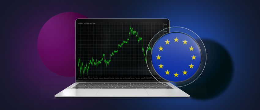 Indice du marché boursier européen : Une représentation visuelle de la performance du marché boursier de l'UE, y compris les options de négociation légales et CFD.