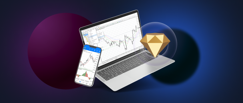 A laptop and smartphone displaying forex trading on MetaTrader 4, a mobile platform, suitable for beginners in trading.