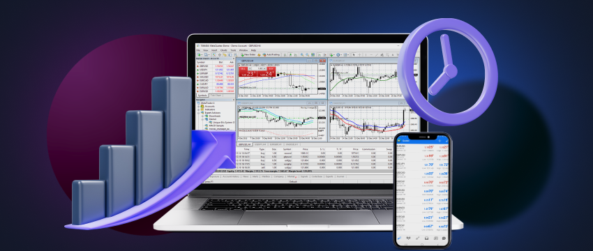 A trader using a mobile device for forex trading, highlighting the MT4 platform for efficient trading on the go.