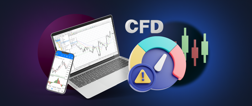 An individual engaged in CFD trading in the forex market, utilizing a laptop and mobile, featuring MT4 charts for analysis.