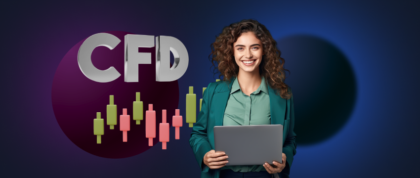 A female trader engaged in technical analysis, showcasing methods to earn money with CFD trading.