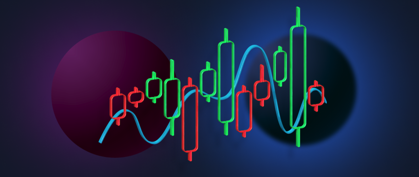 An illustrated graph with diverse colored lines, depicting swing trading patterns and buy-sell opportunities in forex trading.