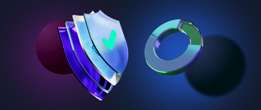 A dark background features two contrasting colored shields, representing the principles of safety and trust in CFD trading.