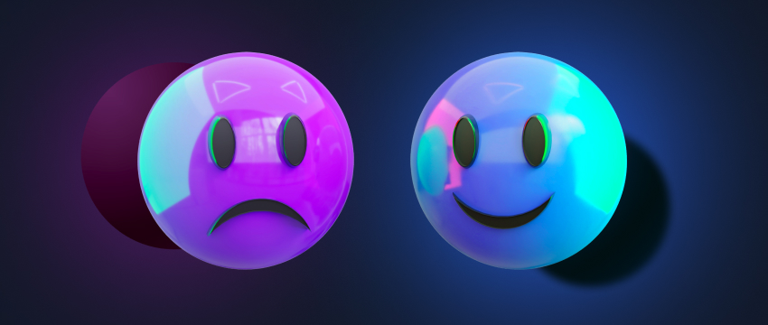 A pair of colorful emoticons with distinct expressions, representing the emotional spectrum of forex traders during analysis.