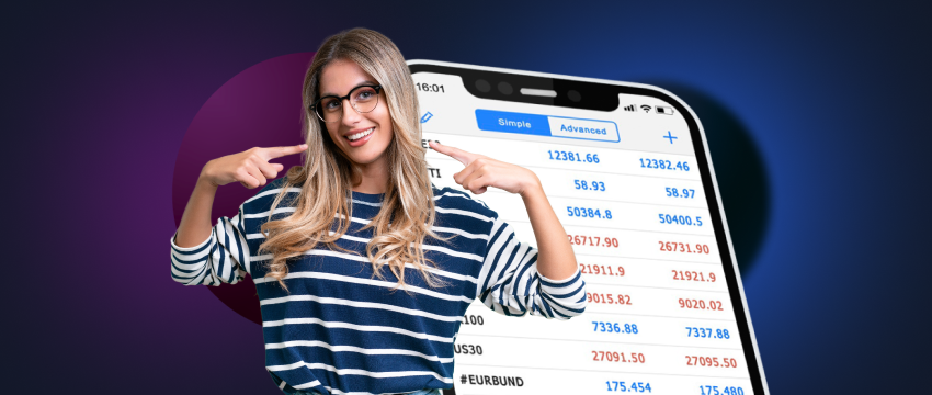 Une femme lève son téléphone, révélant un graphique boursier, symbolisant sa participation active au marché boursier.