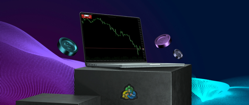 A laptop on a table shows a chart, representing analysis for selecting the right forex platform.
